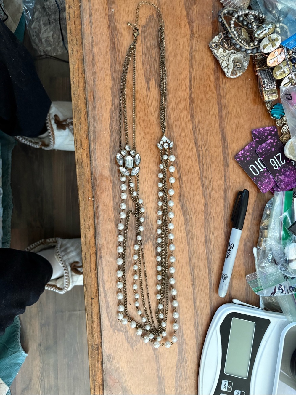 Gold-Tone Multi-Strand Pearl Necklace 17 inches